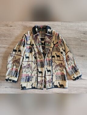 Handmade Woven Tapestry Blanket Sweater With Peruvian Design